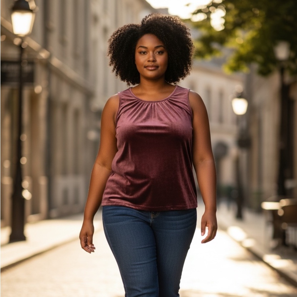 Michael Kors Mauve Sleeveless Velvet Blouse Top